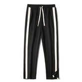 Men Striped Slit Pants Spring Autumn Straight Wide Leg