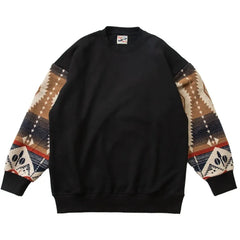 Cultural Elegance Vintage Ethnic Style Men Woolen Patchwork Sweatshirt