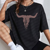 Spring Cotton Cattle Print Women Tee Casual Street Fashion