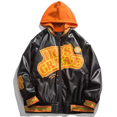 Hip-Hop Streetwear - Oversized Hooded Unisex Varsity Jacket, Y2K Harajuku