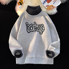 Stay Cozy in Style Autumn Winter Gothic Art Letter Sweatshirt Thickened Warmth