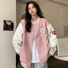 Y2K Streetwear Bomber Jacket Oversized Varsity Harajuku Korean Fashion!