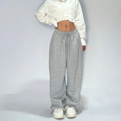 Kpop Y2K Gray Baggy Jogging Sweatpants for Women