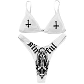 Y2K Goth Bikini Set - Summer Holiday Bathing Suit with Skull Print
