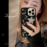 Black 3D Sparkling Pink Star Phone Case for iPhone