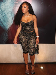 Talking Flirty Black Lace Two Piece Set