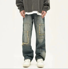 Print Men's Jeans: High Street, Low Waist, Funny Pants