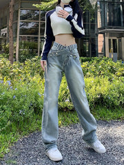 Y2K Retro Light Blue Wide Leg Jeans 2023 New