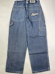 2024 New American Vintage Skull Print Washed Jeans Men Y2K Street