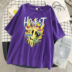 "Honest Love" Imaginary Space Print Women's Oversized Casual T-Shirt