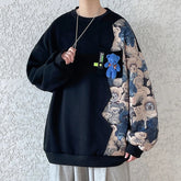 Bear Vibes Y2K Streetwear Contrast Color Men Sweatshirt Harajuku Oversized Style