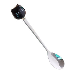 Cartoon Cat Mugs Coffee Cups with Stirring Spoon Black White Ceramic