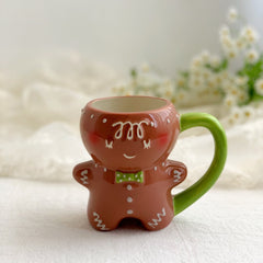 Christmas Ceramic Mug Cute Gingerbread Man Coffee Couple