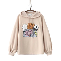 2023 Autumn Cat Embroidered Hoodie: Korean Streetwear Tops