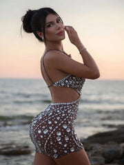 Anaya Mesh Sequins Mini Dress