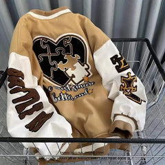 Men's Bomber Jacket Autumn Winter American Retro Letter Embroidery Baseball Uniform Korean Loose