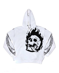 Spring Autumn Fashion Skull Print Vintage Hoodies Women Pullovers Tops