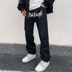 Print Men's Jeans: High Street, Low Waist, Funny Pants