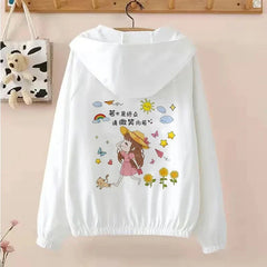 Women's Summer Hooded Sun Jacket Thin Ice Silk, UV Protection, Breathable Short Blouse