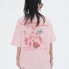 Butterfly Print Short-Sleeved T-Shirts
