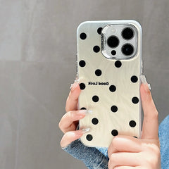 Black Wave Point Little Love Heart Case for iPhone