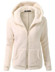 Hoodie Zip-up Women Casual Zipper Coat Solid Soft