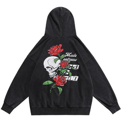 Men Hip Hop Sweatshirts Hooded Graphic Print Skull Fashion Winter