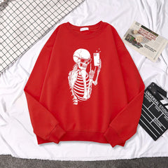 Skeleton Sweatshirts Women Cool Selfie Print