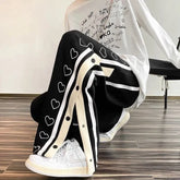 Stay Trendy Korean Version Double-Breasted Slit Pants in Loose Y2K Style