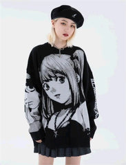 Cartoon Pattern Padded Sweaters: Winter Harajuku Knitwear for High Street Style