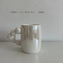 Ceramic Gourd Bead Handle Mug Stylish Cup for Home Bar and Parties