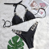 2024 Sexy Metal Solid Swimsuit Color String Bikini Women