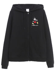 Sweatshirt Mickey Mouse Cartoon Print Embroidery, Women's Hooded Jumper Tops