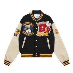 Men Hip Hop Baseball Jackets with Letter Print