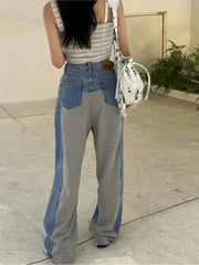 Autumn Winter Jeans Long Pant Women Hole Fashion Irregular Patchwork Ladies Trousers