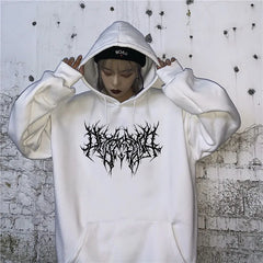 Y2K Print Hoodie Women Gothic Tops