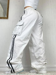 2024 New Women's Striped Wide Leg Sweatpants Lace-up Elastic Waist Work
