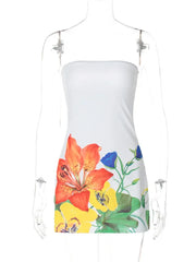 Strapless Mini Dress Y2K Floral