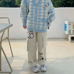 Casual Corduroy Pants Harajuku Pocket Cargo Pants Autumn And Winter Puppy