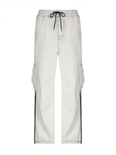 2024 New Women's Striped Wide Leg Sweatpants Lace-up Elastic Waist Work