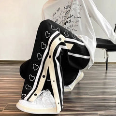 Stay Trendy Korean Version Double-Breasted Slit Pants in Loose Y2K Style
