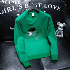 Round Collar Men Pullover Hoodies Personalized Hat Hot Diamond Print Fashionable