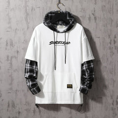 Black Patchwork Hoodies Autumn Spring Men Sweatshirts Hiphop Punk Streetwear Casual Pullover