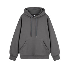 Hoodie Sweatshirt Man Thickening Casual Loose Sportswear Solid Color Plush