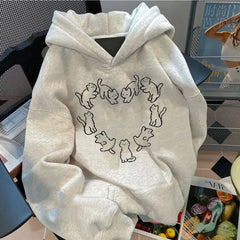 Korean Cat Love Hoodie: Cute Women Wear for Autumn Winter