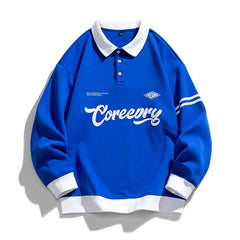 Men Oversized Contrasting Colors Lapel Hip Hop Streetwear Baseball Hoodie
