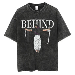 Streetwear Sleeve Vintage T-Shirt Japanese Anime Graphic Print Harajuku Casual Loose