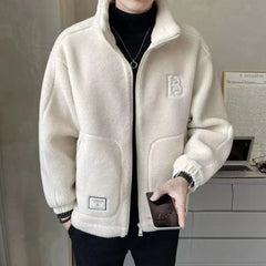 Men Lamb Wool Coats Mens Thicken Warm Jackets Hip Hop Streetwear