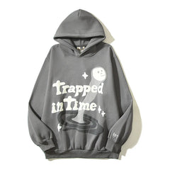 Baggy "Trapped In Time" hooded sweatshirt