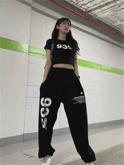 Letter Print Joggers Sweatpants Women Kpop Streetwear Oversized Pants Hip Hop Punk